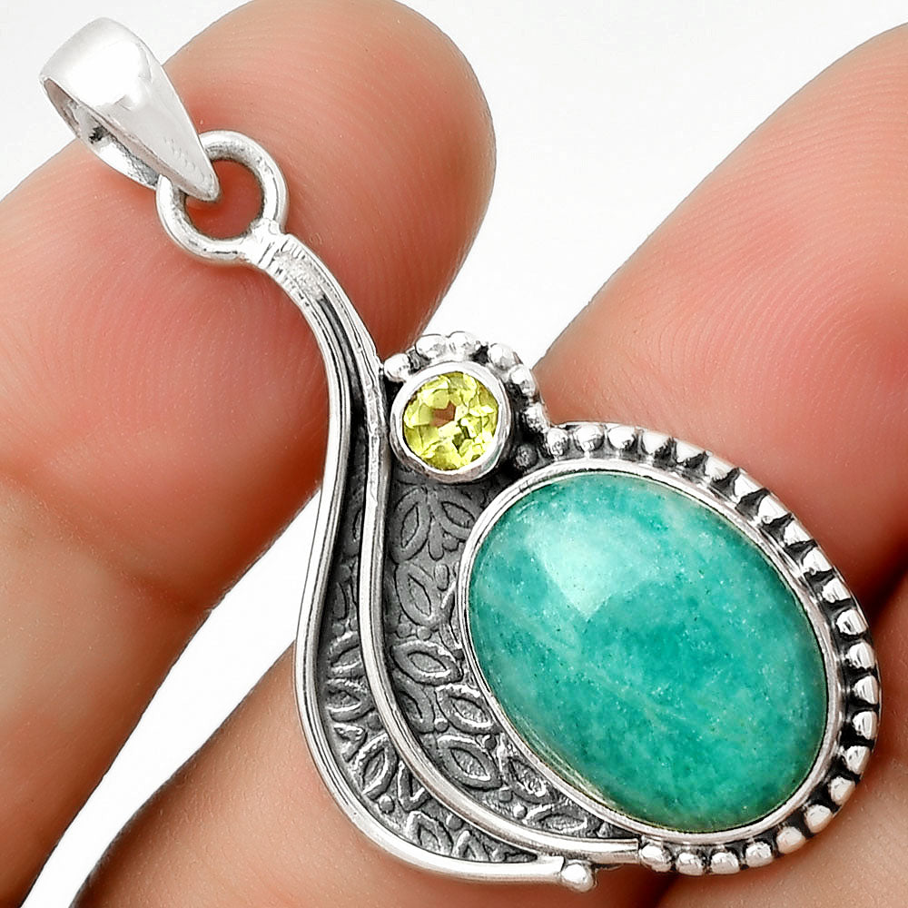 Natural Paraiba Amazonite & Peridot Pendant P-1467 SDP126518