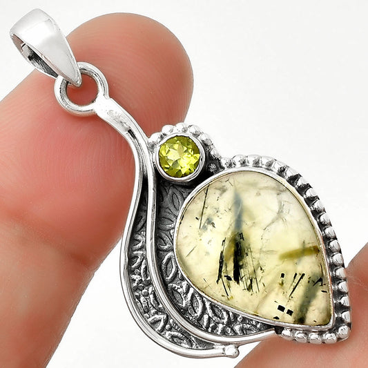 Natural Prehnite & Peridot Pendant P-1467 SDP126519