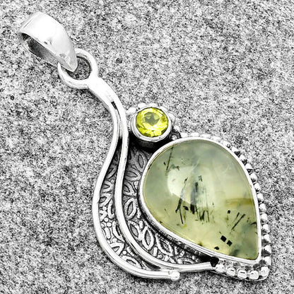 Natural Prehnite & Peridot Pendant P-1467 SDP126519