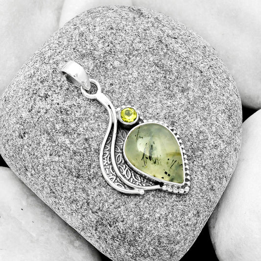 Natural Prehnite & Peridot Pendant P-1467 SDP126519