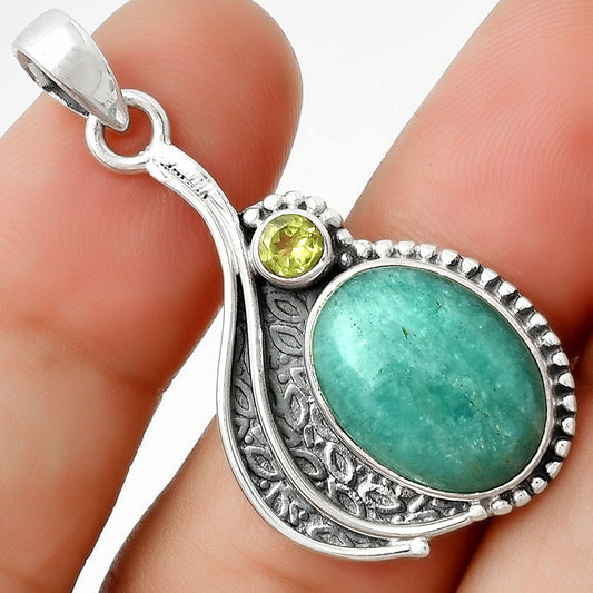 Natural Paraiba Amazonite & Peridot Pendant P-1467 SDP126528