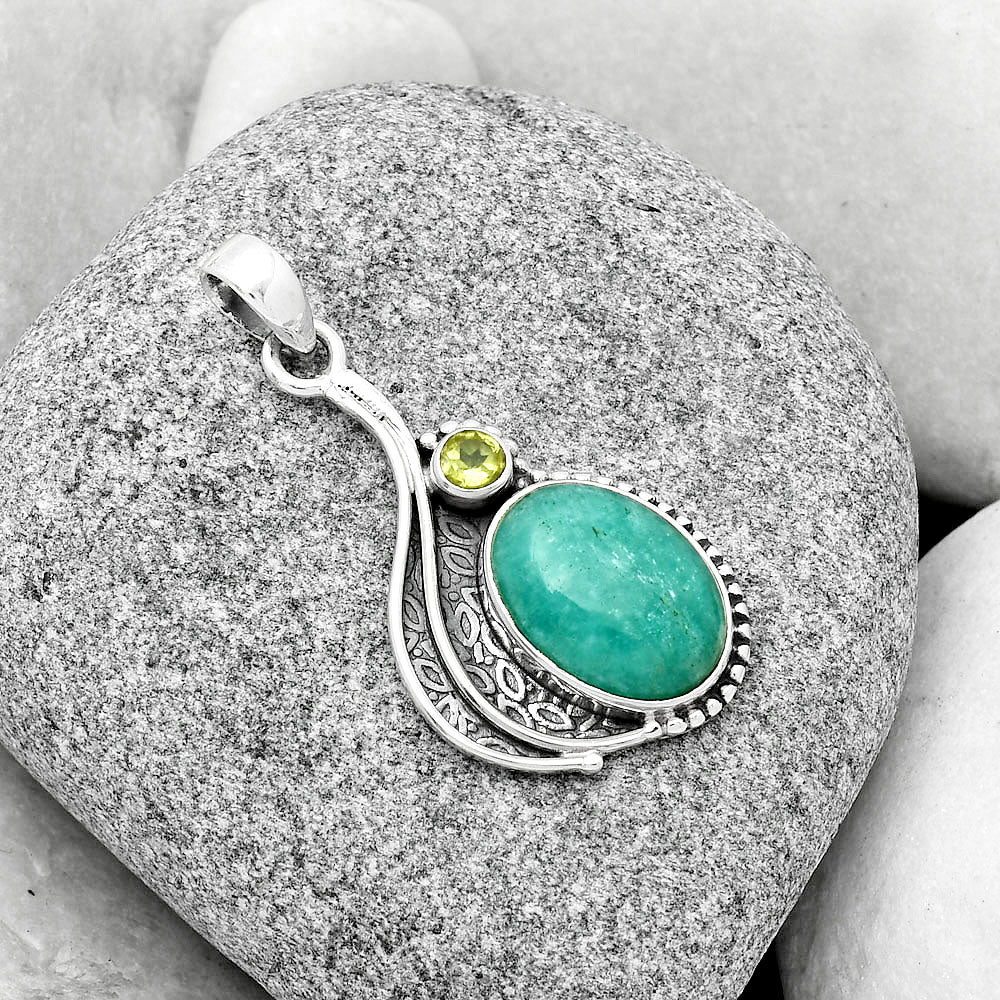 Natural Paraiba Amazonite & Peridot Pendant P-1467 SDP126528