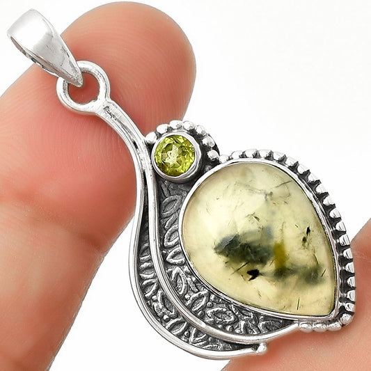 Natural Prehnite & Peridot Pendant P-1467 SDP126529