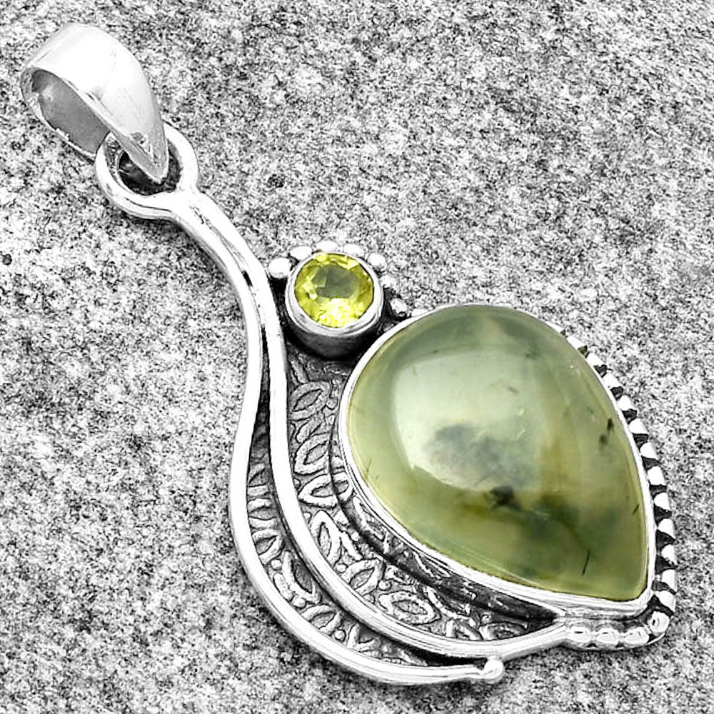 Natural Prehnite & Peridot Pendant P-1467 SDP126529