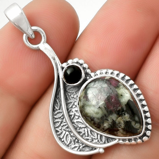 Natural Russian Eudialyte & Black Onyx Pendant P-1467 SDP126531