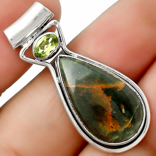 Turkish Rainforest Chrysocolla & Peridot Pendant P-1130 SDP126668