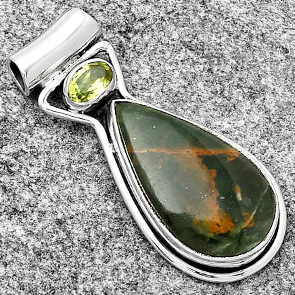 Turkish Rainforest Chrysocolla & Peridot Pendant P-1130 SDP126668