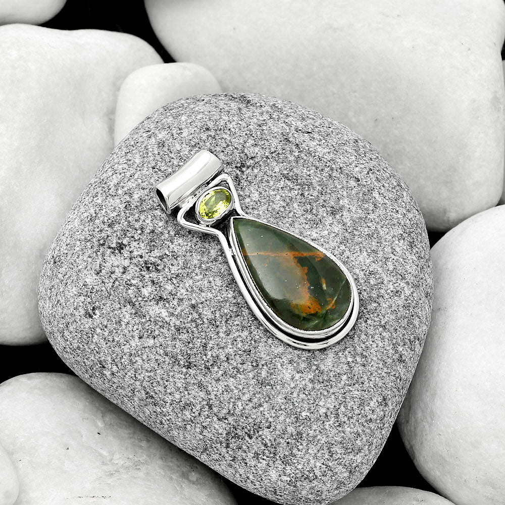 Turkish Rainforest Chrysocolla & Peridot Pendant P-1130 SDP126668