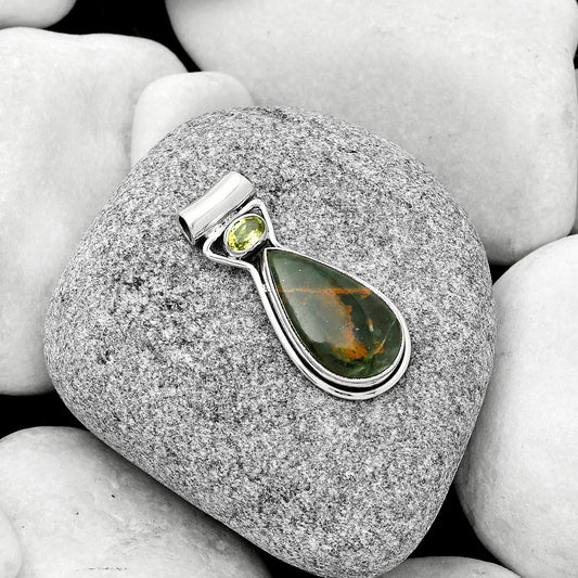 Turkish Rainforest Chrysocolla & Peridot Pendant P-1130 SDP126668