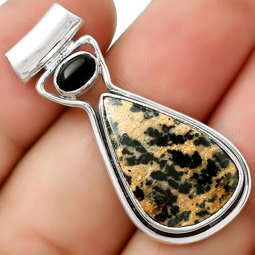 Russian Honey Dendrite Opal & Black Onyx Pendant P-1130 SDP126677