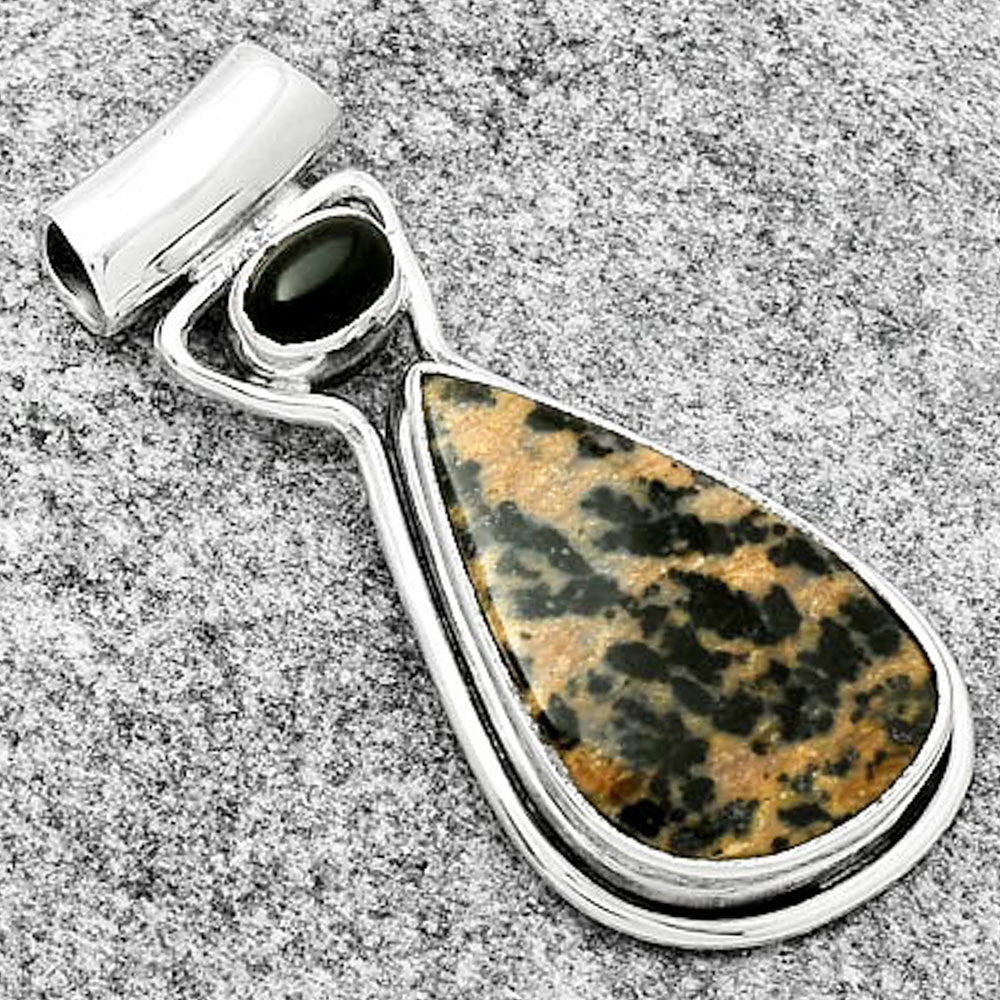 Russian Honey Dendrite Opal & Black Onyx Pendant P-1130 SDP126677