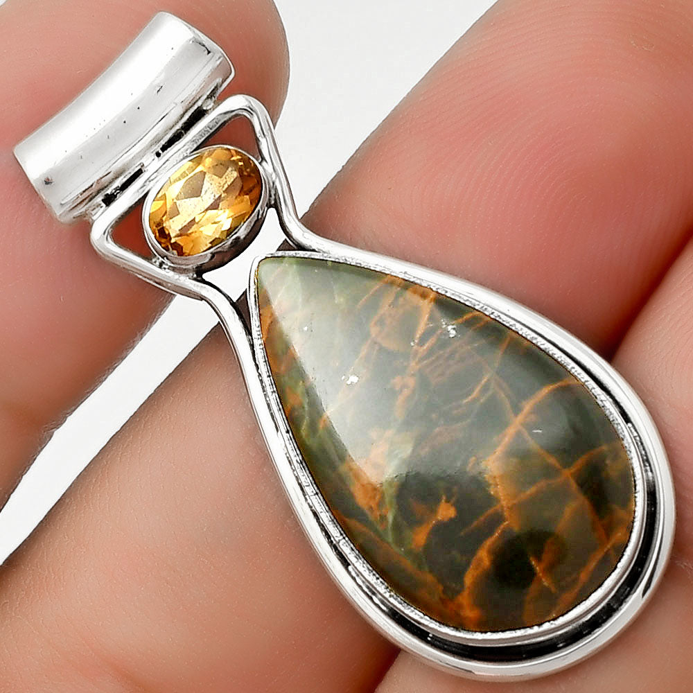 Turkish Rainforest Chrysocolla & Citrine Pendant P-1130 SDP126679