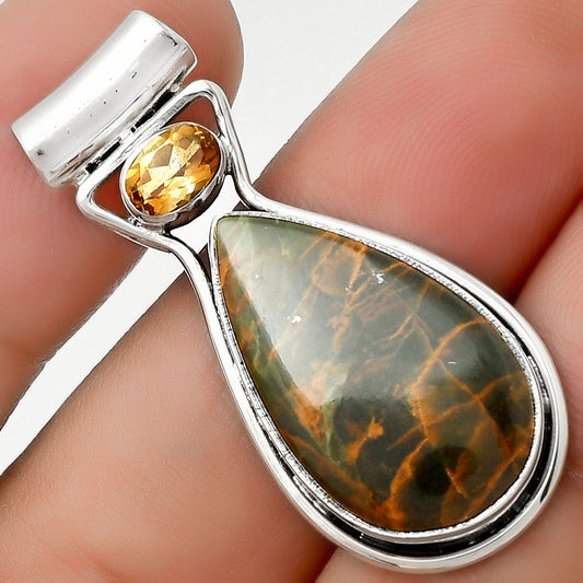 Turkish Rainforest Chrysocolla & Citrine Pendant P-1130 SDP126679