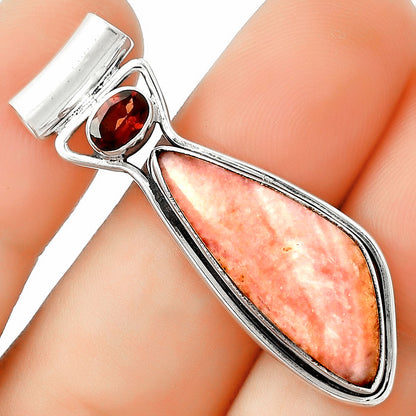 Natural Pink Opal Australia & Garnet Pendant P-1130 SDP126682