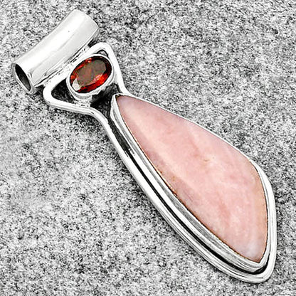Natural Pink Opal Australia & Garnet Pendant P-1130 SDP126682