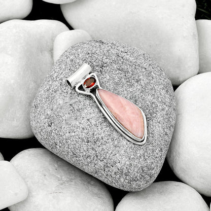 Natural Pink Opal Australia & Garnet Pendant P-1130 SDP126682