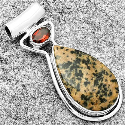 Russian Honey Dendrite Opal & Garnet Pendant P-1130 SDP126683