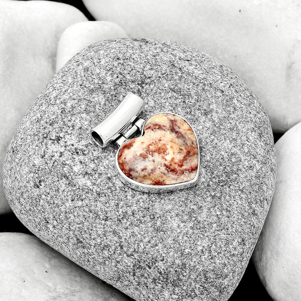 Heart Natural Indian Blanket Jasper Pendant P-1621 SDP126687