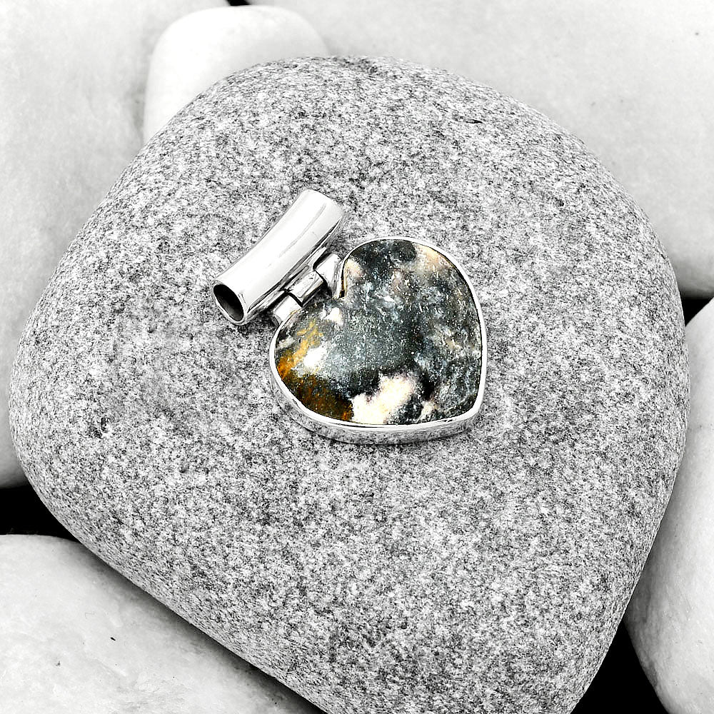 Heart Natural Indian Blanket Jasper Pendant P-1621 SDP126709