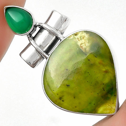 Natural Chrome Chalcedony & Green Onyx Pendant P-1159 SDP126740