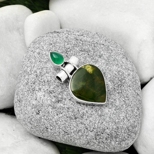 Natural Chrome Chalcedony & Green Onyx Pendant P-1159 SDP126740