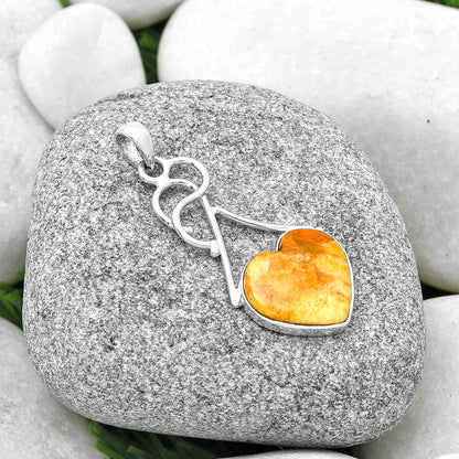 Heart Natural Coral Jasper Pendant P-1036 SDP126797