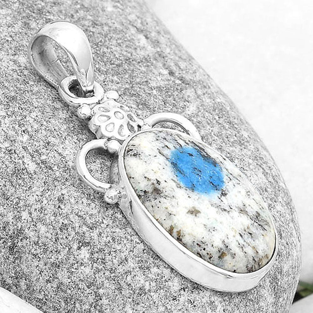 Natural K2 Blue - Azurite In Quartz Pendant P-1220 SDP126910