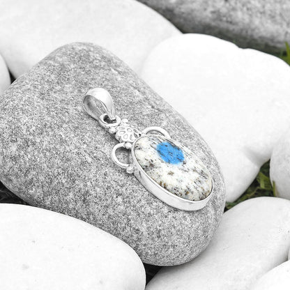Natural K2 Blue - Azurite In Quartz Pendant P-1220 SDP126910