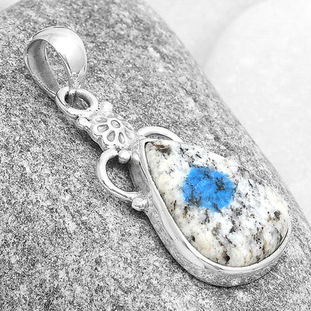 Natural K2 Blue - Azurite In Quartz Pendant P-1220 SDP126922