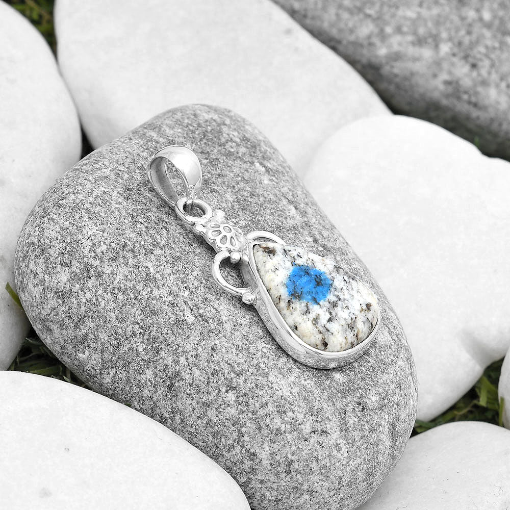 Natural K2 Blue - Azurite In Quartz Pendant P-1220 SDP126922