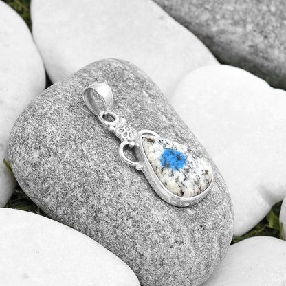 Natural K2 Blue - Azurite In Quartz Pendant P-1220 SDP126922