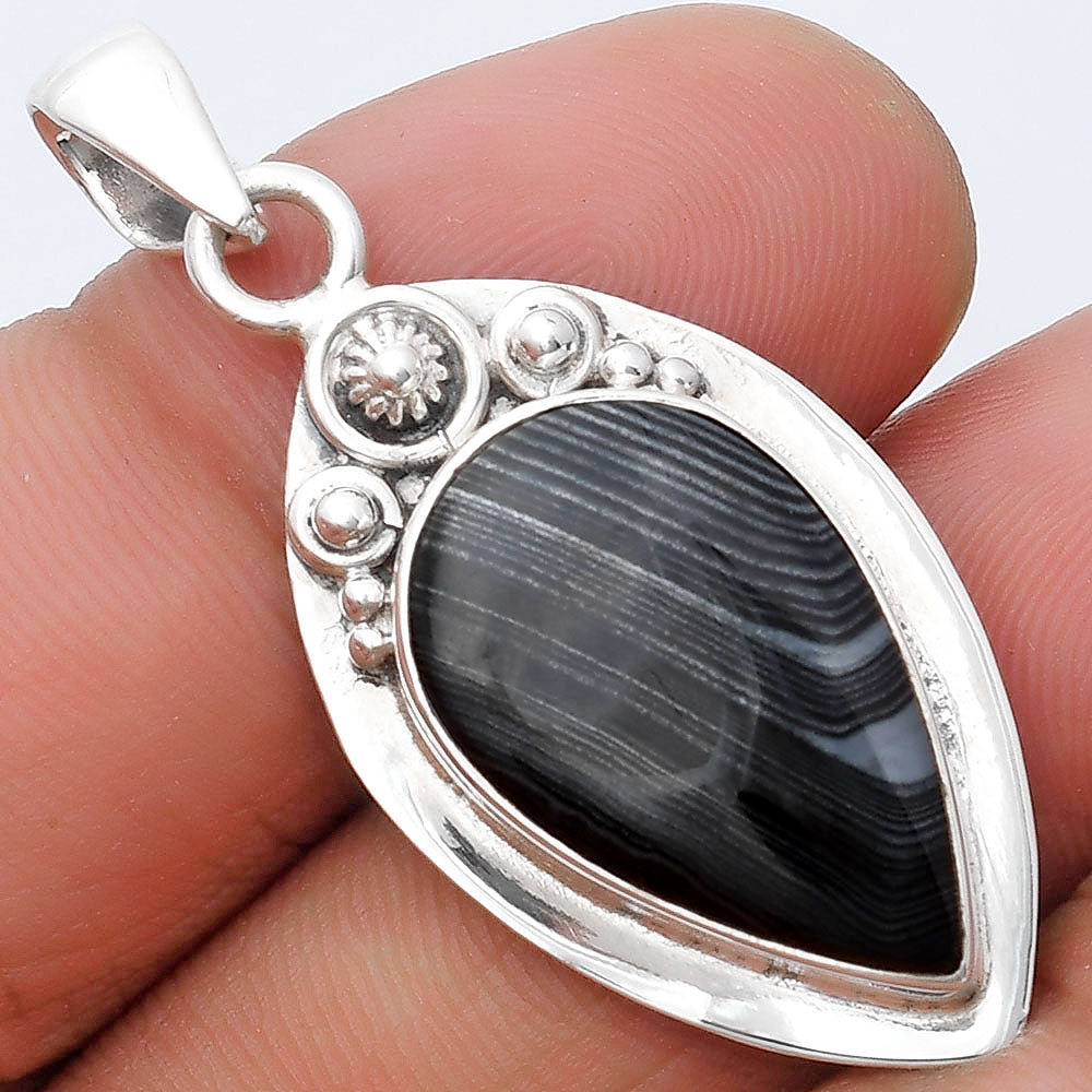 Crown Of Silver Psilomelane - Black Malachite Pendant P-1350 SDP126959