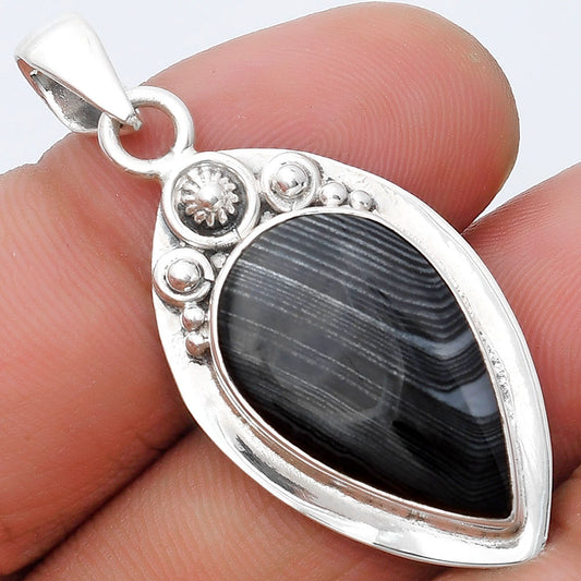 Crown Of Silver Psilomelane - Black Malachite Pendant P-1350 SDP126959