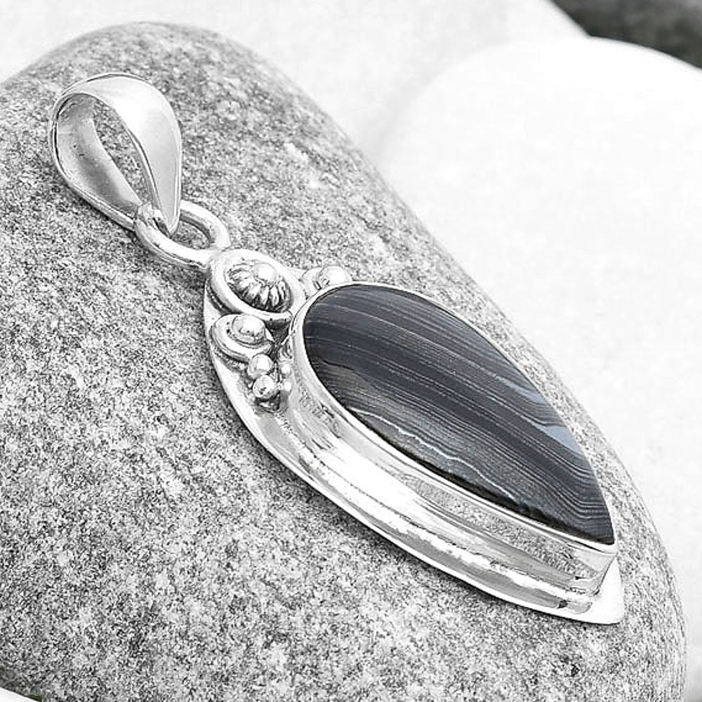 Crown Of Silver Psilomelane - Black Malachite Pendant P-1350 SDP126959