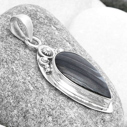 Crown Of Silver Psilomelane - Black Malachite Pendant P-1350 SDP126959