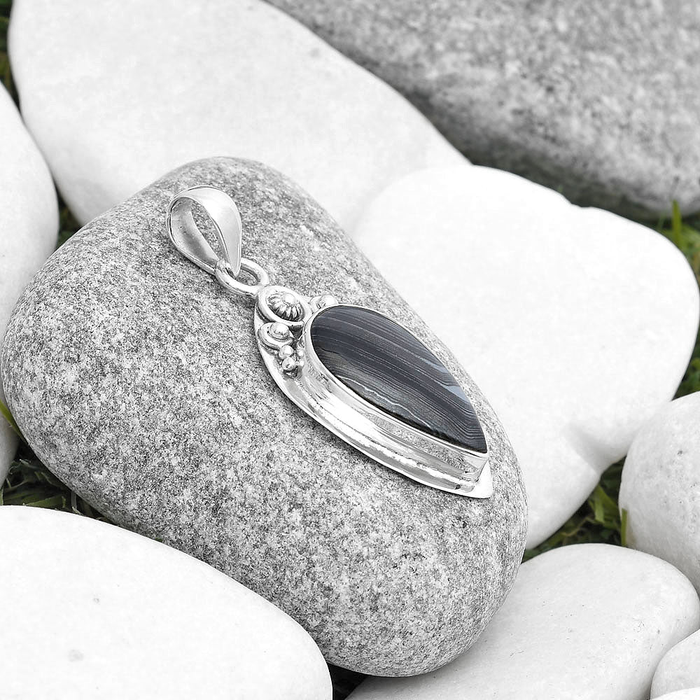 Crown Of Silver Psilomelane - Black Malachite Pendant P-1350 SDP126959
