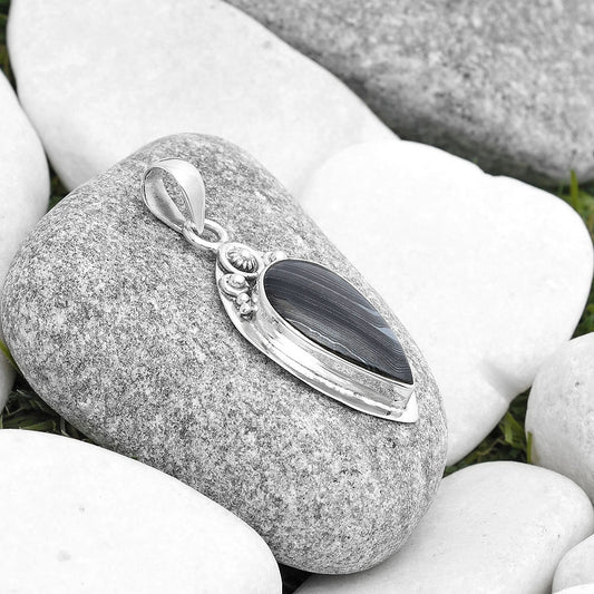 Crown Of Silver Psilomelane - Black Malachite Pendant P-1350 SDP126959