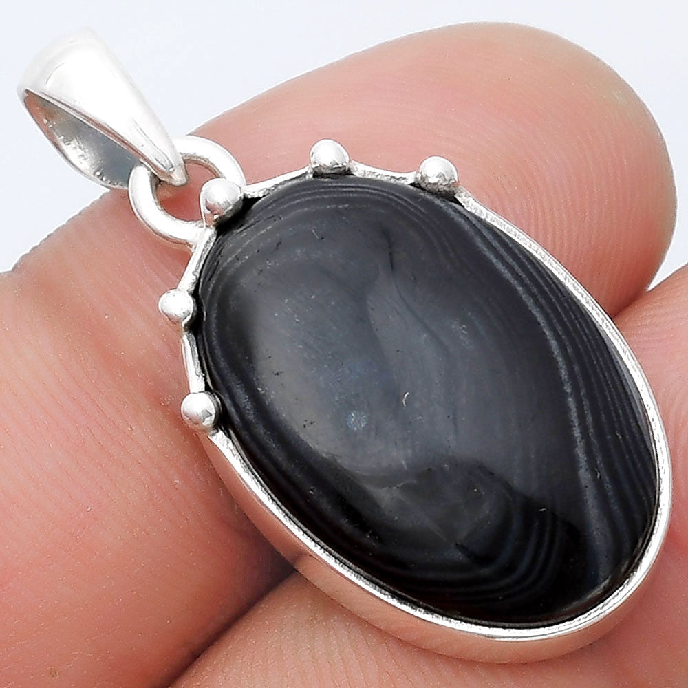 Crown Of Silver Psilomelane - Black Malachite Pendant P-1349 SDP126974