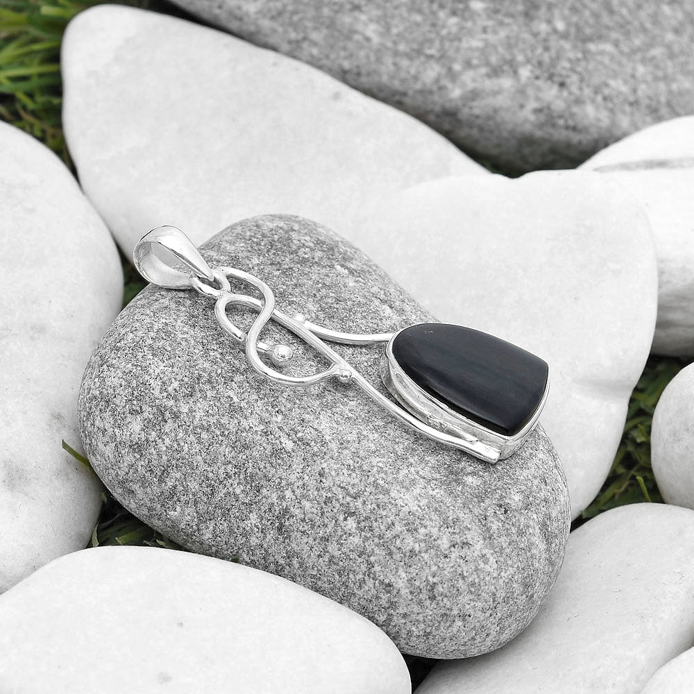 Natural Black Lace Obsidian Pendant P-1036 SDP127032