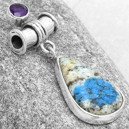 K2 Blue Azurite In Quartz & Amethyst Pendant P-1337 SDP127117