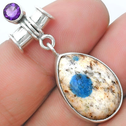 K2 Blue Azurite In Quartz & Amethyst Pendant P-1337 SDP127120
