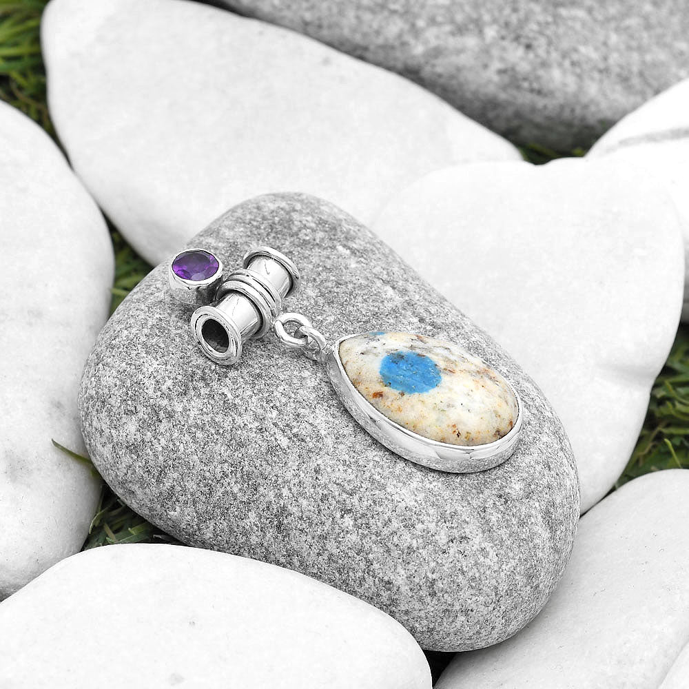 K2 Blue Azurite In Quartz & Amethyst Pendant P-1337 SDP127120
