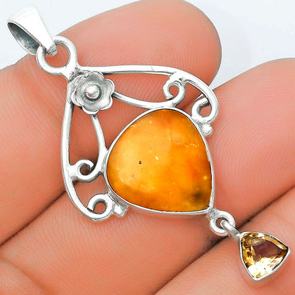 Natural Honey Dendritic Opal & Citrine Pendant P-1455 SDP127144