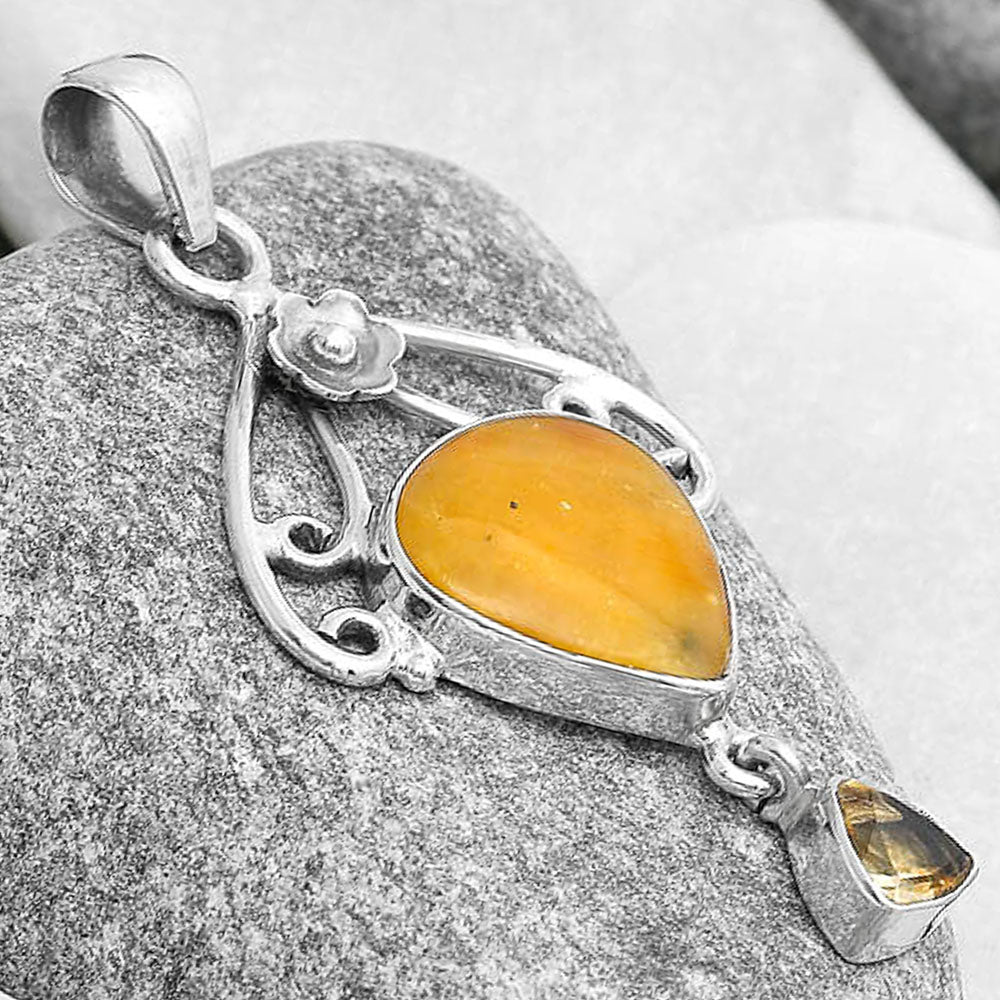 Natural Honey Dendritic Opal & Citrine Pendant P-1455 SDP127144