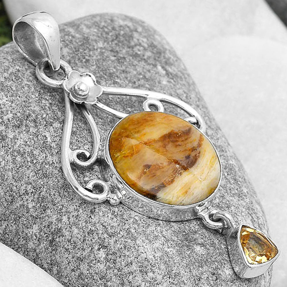 Natural Brown Fluorite & Citrine Pendant P-1455 SDP127145
