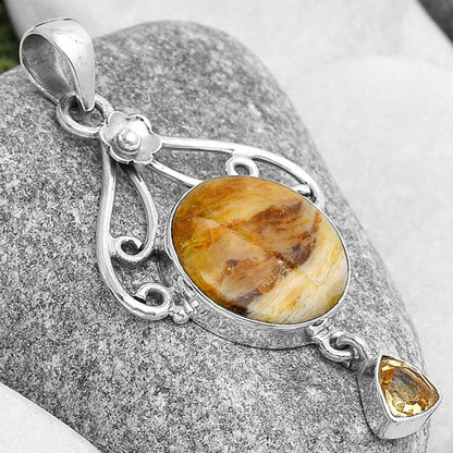 Natural Brown Fluorite & Citrine Pendant P-1455 SDP127145