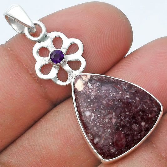 Natural Wild Horse Jasper & Amethyst Pendant P-1634 SDP127170