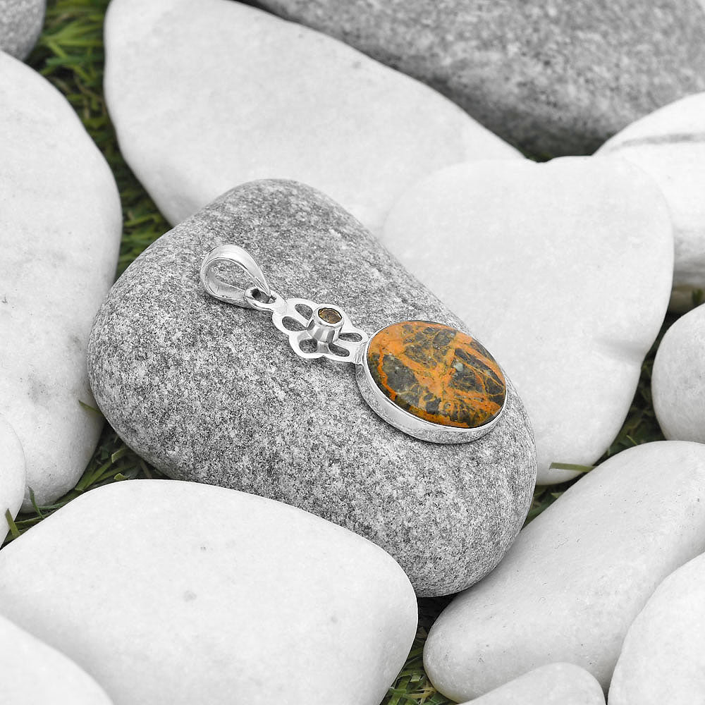 Moroccan Yellow Jacket Jasper & Citrine Pendant P-1634 SDP127171