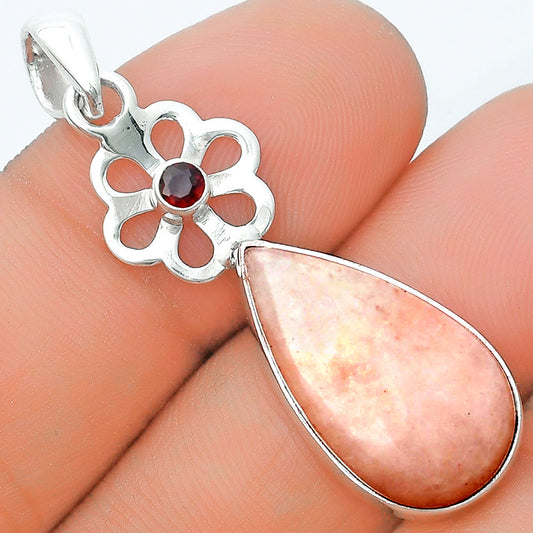 Natural Pink Scolecite & Garnet Pendant P-1634 SDP127174