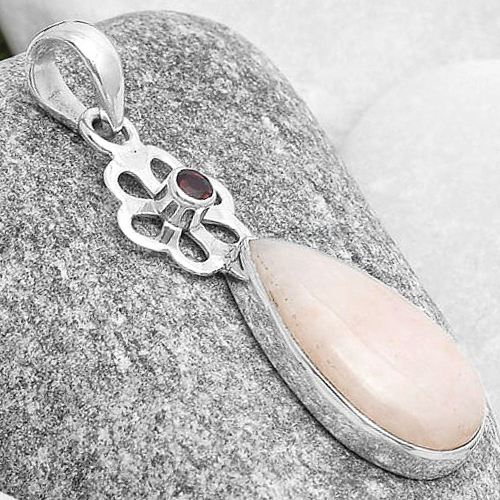 Natural Pink Scolecite & Garnet Pendant P-1634 SDP127174